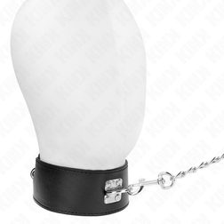 Collier noir lisse fermoir rapide et laisse chaîne — Kink — vue de profil