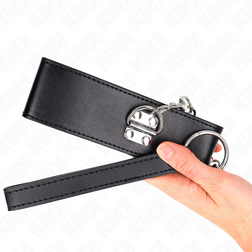 Collier noir lisse fermoir rapide et laisse chaîne — Kink — vue en situation