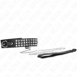 Collier BDSM à rivets bombés avec laisse chaîne 65 cm — réglable 37-42 cm — vue 4