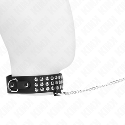 Collier BDSM à rivets bombés avec laisse chaîne 65 cm — réglable 37-42 cm