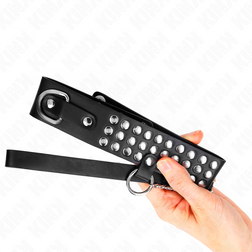 Collier BDSM à rivets bombés avec laisse chaîne 65 cm — réglable 37-42 cm — vue 3