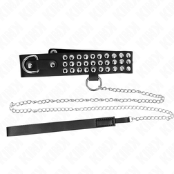 Collier BDSM à rivets bombés avec laisse chaîne 65 cm — réglable 37-42 cm — vue 2