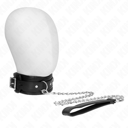 Collier BDSM large 6 cm avec laisse chaîne 65 cm — Modèle 1