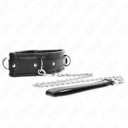 Collier noir rembourré 3 anneaux et laisse chaîne — Kink — vue de profil