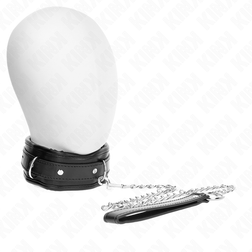 Collier noir rembourré 3 anneaux et laisse chaîne — Kink — vue de face