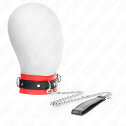 Collier BDSM bicolore rouge et noir laisse chaîne