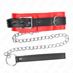 Collier BDSM bicolore rouge et noir laisse chaîne — vue 5