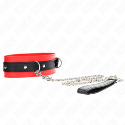 Collier BDSM bicolore rouge et noir laisse chaîne — vue 3