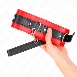 Collier BDSM bicolore rouge et noir laisse chaîne — vue 4