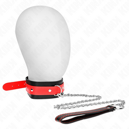 Collier BDSM rouge avec laisse chaîne 65 cm, réglable 36-43 cm