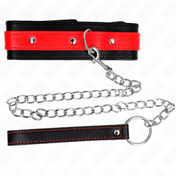 Collier BDSM rouge avec laisse chaîne 65 cm, réglable 36-43 cm — vue 5