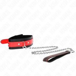 Collier BDSM rouge avec laisse chaîne 65 cm, réglable 36-43 cm — vue 2