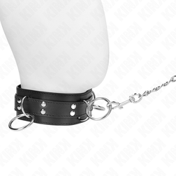 Collier BDSM 3 anneaux avec laisse chaîne 80 cm — vue 2