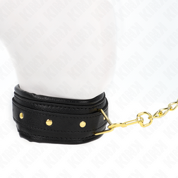 Collier BDSM matelassé noir, rivets et chaîne dorés — Modèle 1 — vue 5