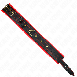 Collier BDSM matelassé bordé rouge avec laisse chaîne dorée — Modèle 2 — vue 6