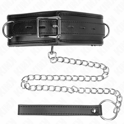 Collier BDSM matelassé noir avec laisse chaîne — Modèle 3 — vue 4