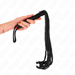 Schwarze geflochtene Nylon-Floggerpeitsche, 56 cm, mit Handschlaufe