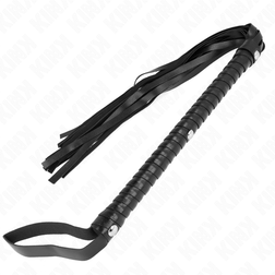 Fouet flogger à lanières en cuir végan noir 60 cm