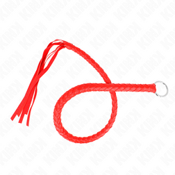 Fouet serpent tressé avec anneau main rouge 65 cm — image 4