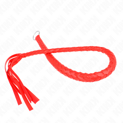 Fouet serpent tressé avec anneau main rouge 65 cm — image 5