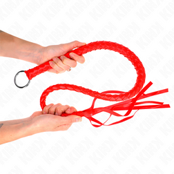 Fouet serpent tressé avec anneau main rouge 65 cm — image 3