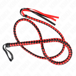 Fouet long tressé bicolore rouge et noir 210 cm — image 2