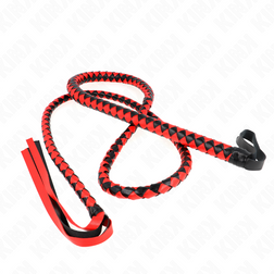 Fouet long tressé bicolore rouge et noir 210 cm — image 5