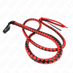 Fouet long tressé bicolore rouge et noir 210 cm — image 4