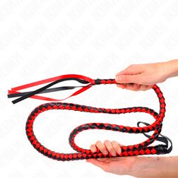 Fouet long tressé bicolore rouge et noir 210 cm — image 3