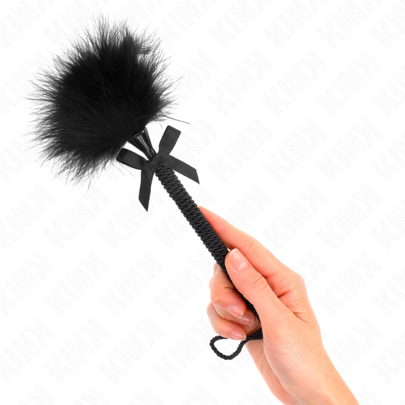 KINK - Baguette en corde de nylon avec plumes chatouillantes et noeud noir 25 cm · Kink Impact & Touch · Plumes