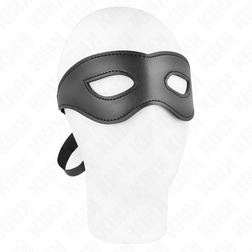 Cagoule Masque BDSM cuirette épuré — modèle classique sans rivets 30 × 7 cm en Cuir végan noir vu de face