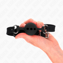 Bâillon boule 100% silicone noir — Taille S (4 cm) — vue 2