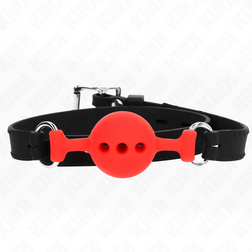 Bâillon boule 100% silicone rouge — Taille S (4 cm) en Silicone rouge vu de face