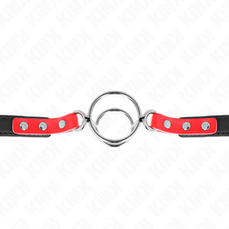Vue sous un autre angle de l'accessoire Bâillon double anneau ouvert en silicone