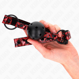 Bâillon boule silicone noire 4,5 cm sangle simili-cuir Diamond M2 — Kink — vue 2