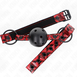 Bâillon boule silicone noire 4,5 cm sangle simili-cuir Diamond M2 — Kink — vue 3