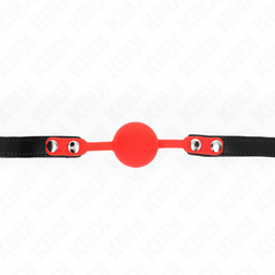 Bâillon boule silicone rouge 4 cm avec cadenas verrouillable — vue 3