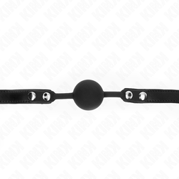 Bâillon BDSM boule silicone noir 4 cm verrouillable — Lock Gag M1 — vue 5