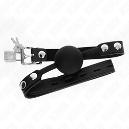 Bâillon BDSM boule silicone noir 4 cm verrouillable — Lock Gag M1 — vue 3