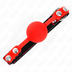 Bâillon BDSM boule silicone rouge 4 cm avec snap-lock — vue 4