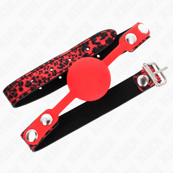 Bâillon BDSM boule silicone rouge 4 cm avec snap-lock — vue 3