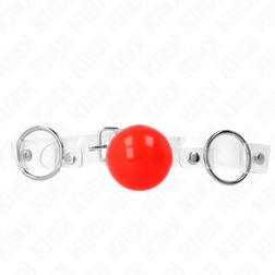 Bâillon boule rouge 4 cm sangle transparente