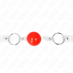 Bâillon boule rouge 4 cm sangle transparente — vue 4