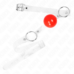 Bâillon boule rouge 4 cm sangle transparente — vue 3