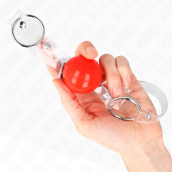 Bâillon boule rouge 4 cm sangle transparente — vue 2