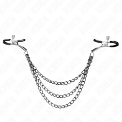 Pinces à tétons avec 3 chaînes noires 20/23/28 cm — KINK — vue 2