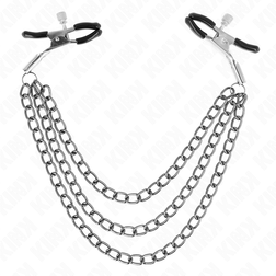 Pinces à tétons avec 3 chaînes noires 20/23/28 cm — KINK