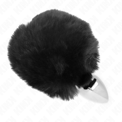 KINK BOUCHON EN ACIER INOXYDABLE 7 x 3 CM AVEC QUEUE DE LAPIN EN FAUSSE FOURRURE NOIRE 8 CM