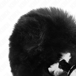 KINK BOUCHON EN ACIER INOXYDABLE 7 x 3 CM AVEC QUEUE DE LAPIN EN FAUSSE FOURRURE NOIRE 8 CM