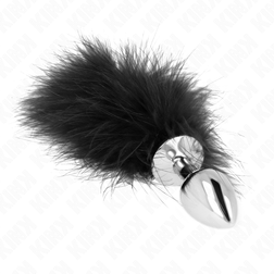 KINK PLUG ANAL EN ACIER INOXYDABLE 11 x 7 CM AVEC PLUME 11 CM